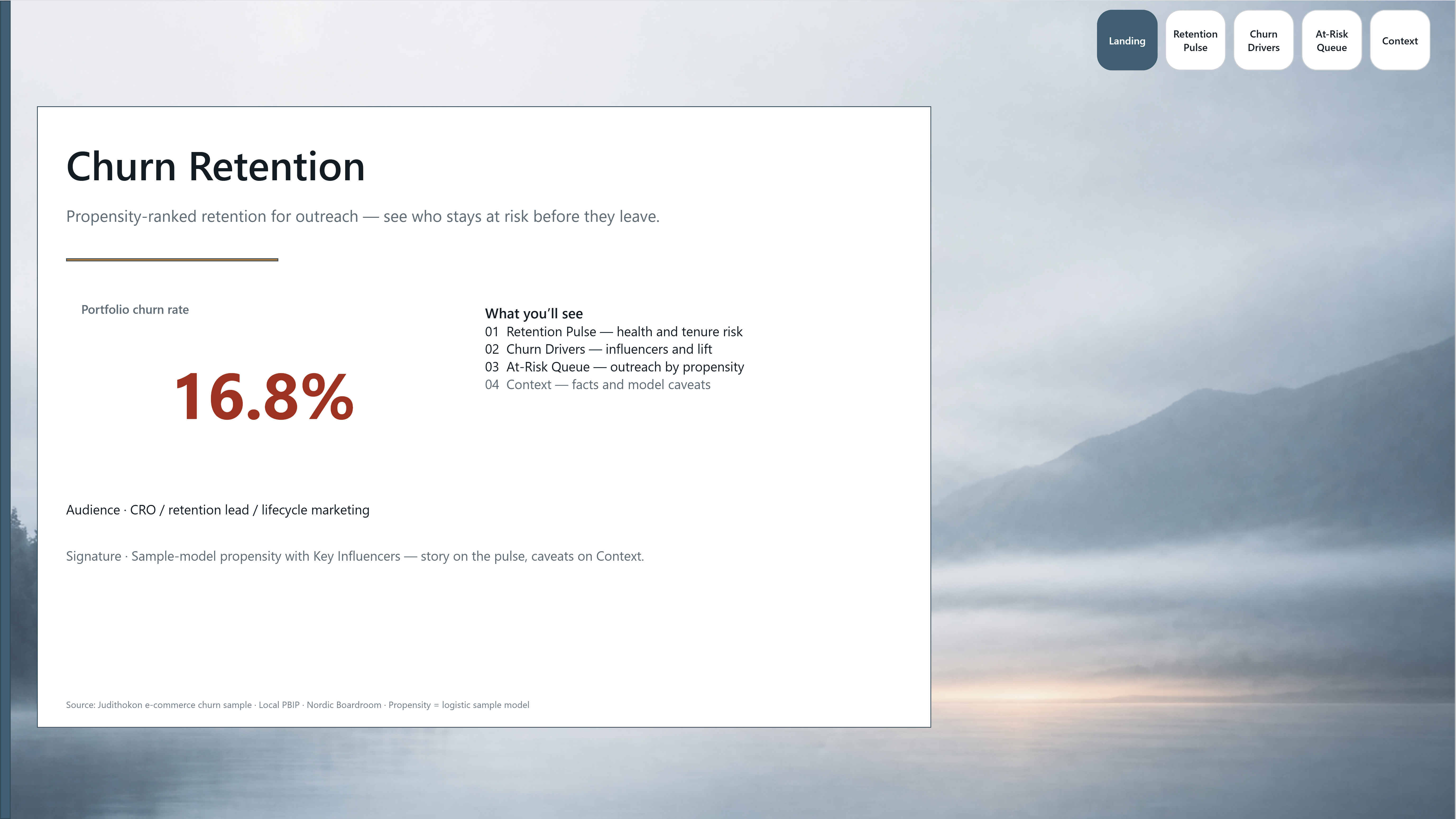 E-commerce Churn Retention — Landing