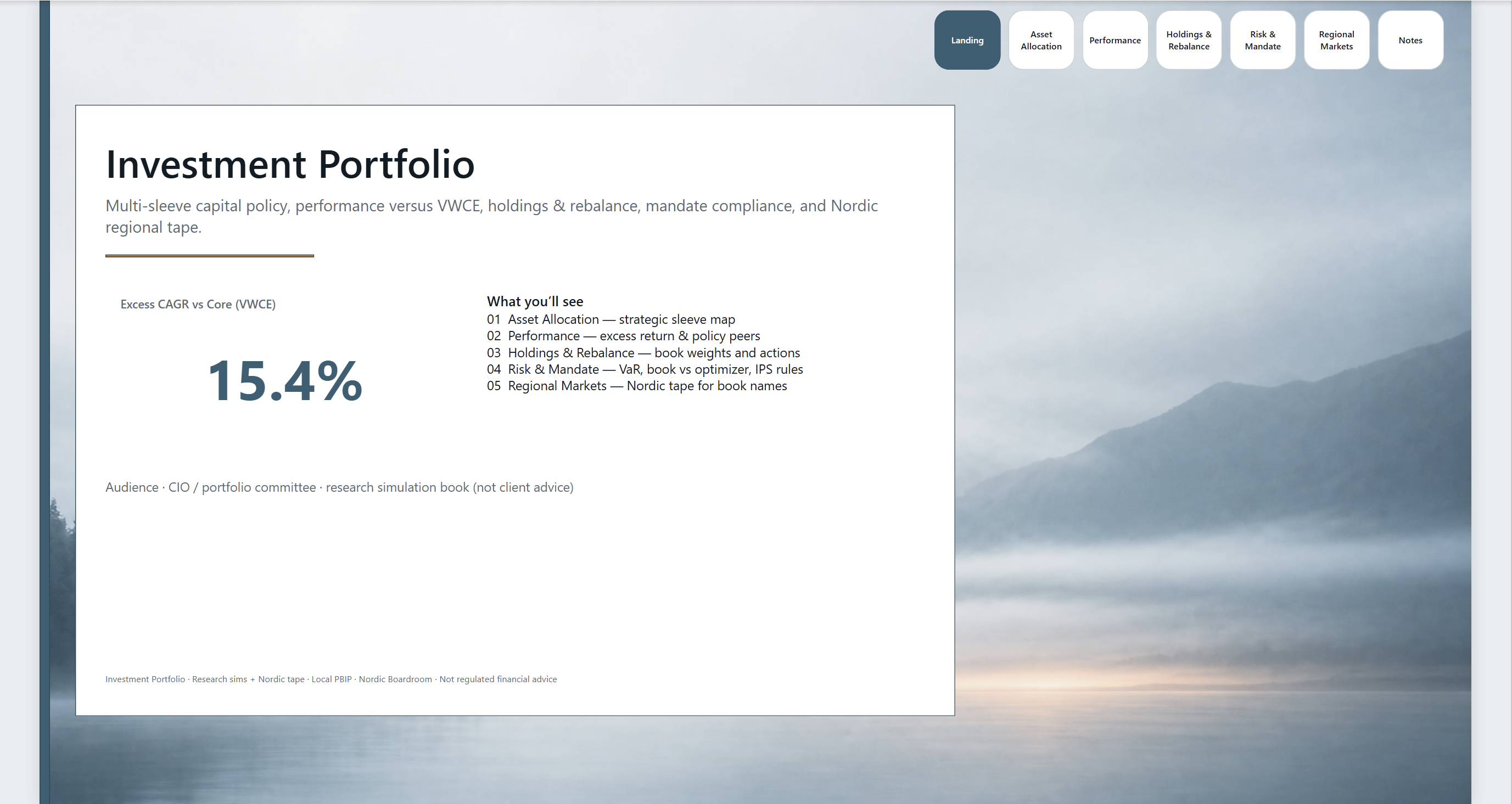 Investment Portfolio — Landing